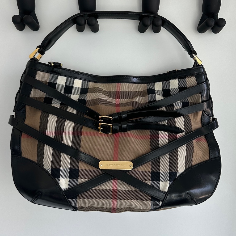 Burberry Black and Tan Plaid Shoulder Bag